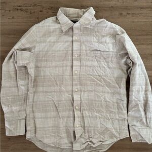 Banana Republic Tan & White Casual Button Down Shirt